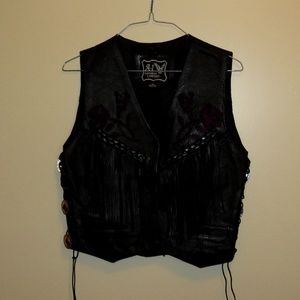 A 1 Genuine Leather Fringed Vest M